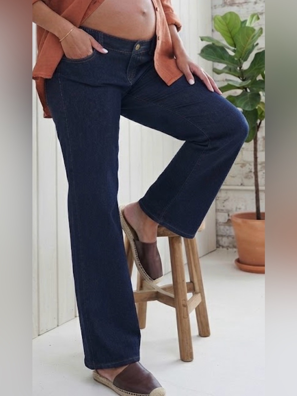 Bae The Label Day By Day Wide Leg Maternity Jeans Indigo Fade XS NWT UnderBelly